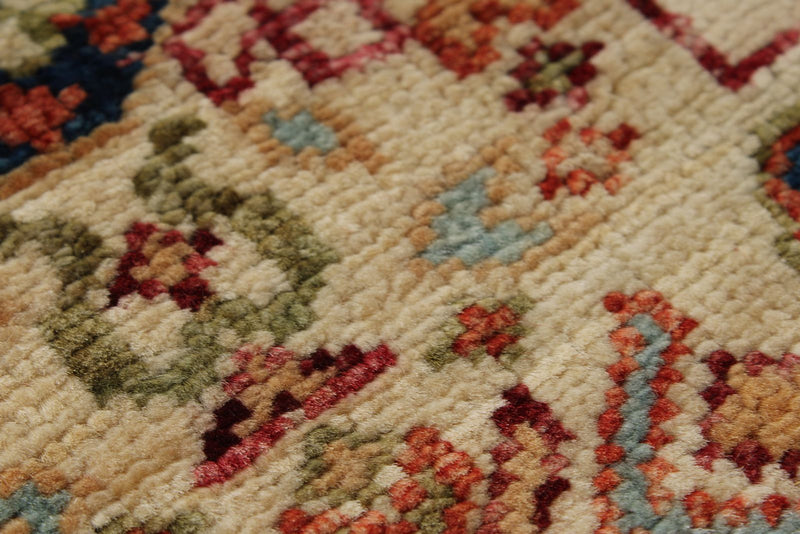 3x5 Ivory and Multicolor Turkish Tribal Rug