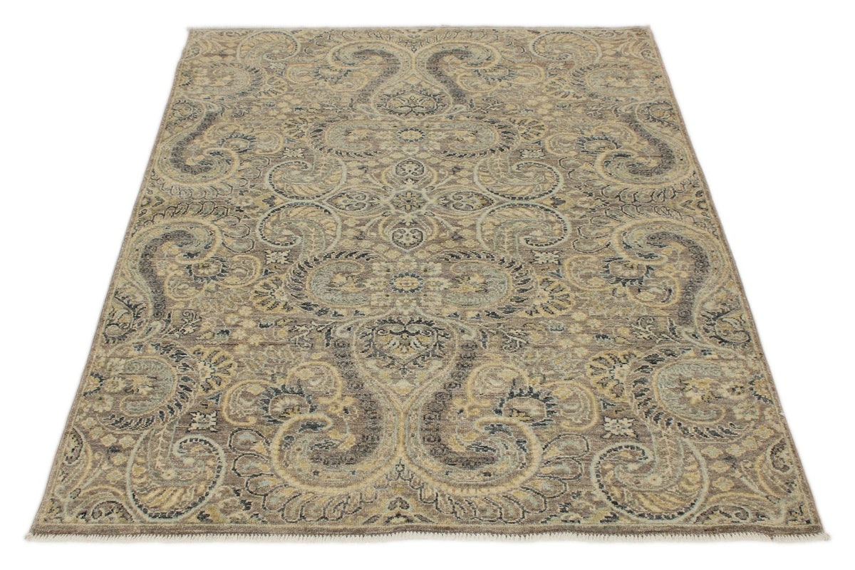 4x5 Brown and Multicolor Anatolian Tribal Rug