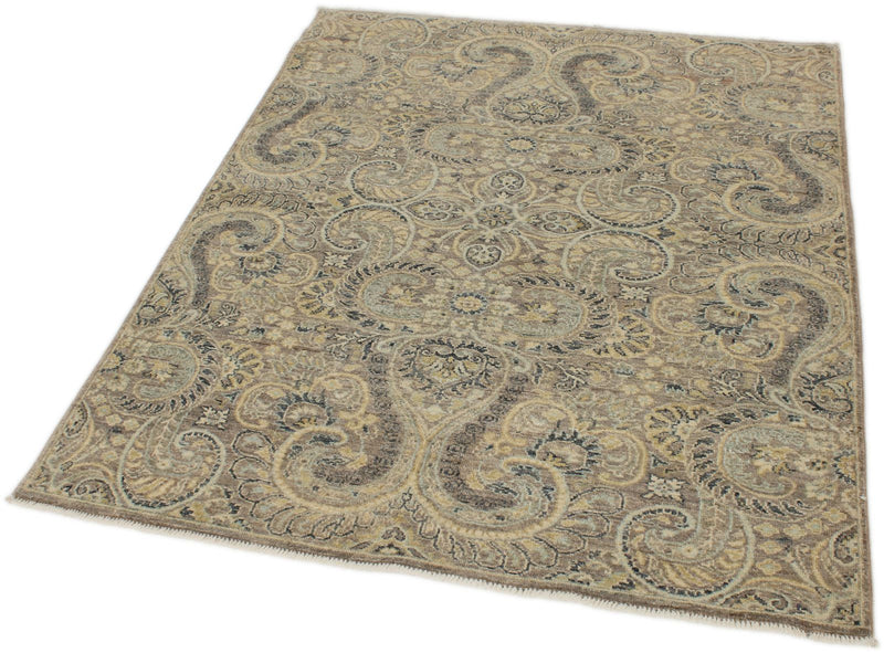 4x5 Brown and Multicolor Anatolian Tribal Rug