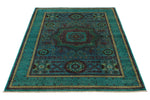 4x6 Blue and Turquoıse Turkish Tribal Rug