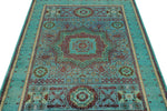 4x6 Blue and Turquoıse Turkish Tribal Rug