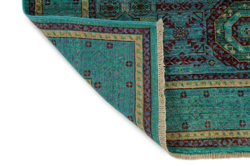 4x6 Blue and Turquoıse Turkish Tribal Rug