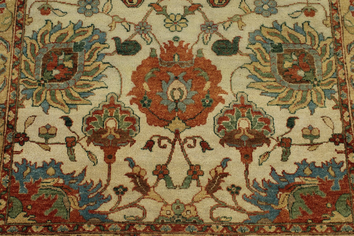 4x6 Ivory and Camel Turkish Tribal Rug