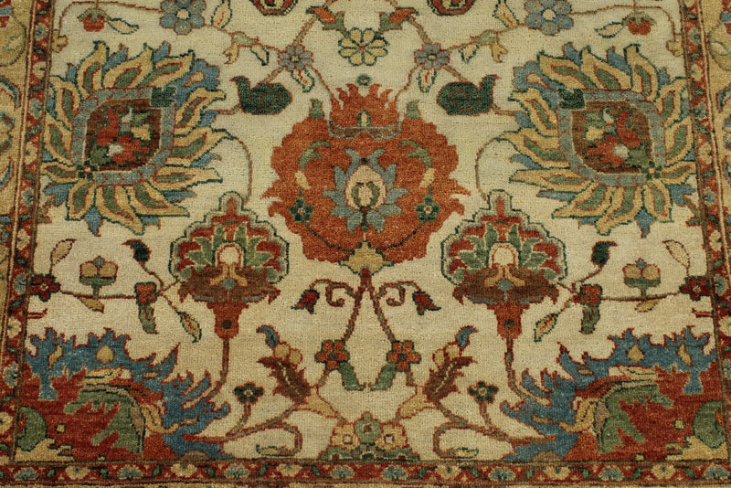 4x6 Ivory and Camel Turkish Tribal Rug