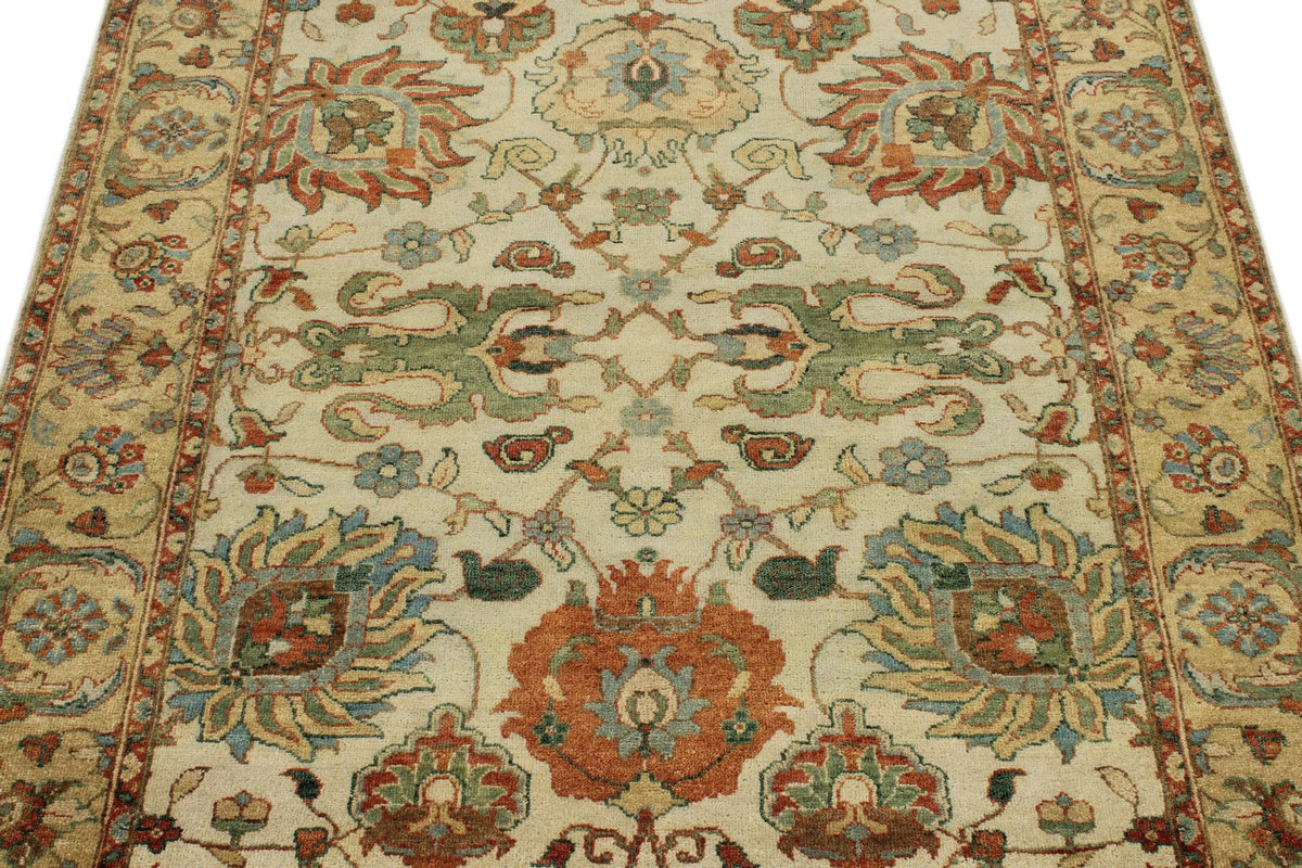 4x6 Ivory and Camel Turkish Tribal Rug