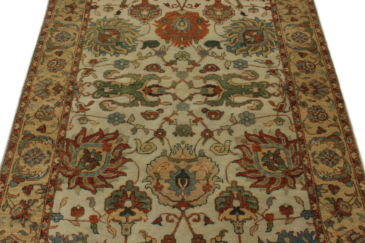 4x6 Ivory and Camel Turkish Tribal Rug