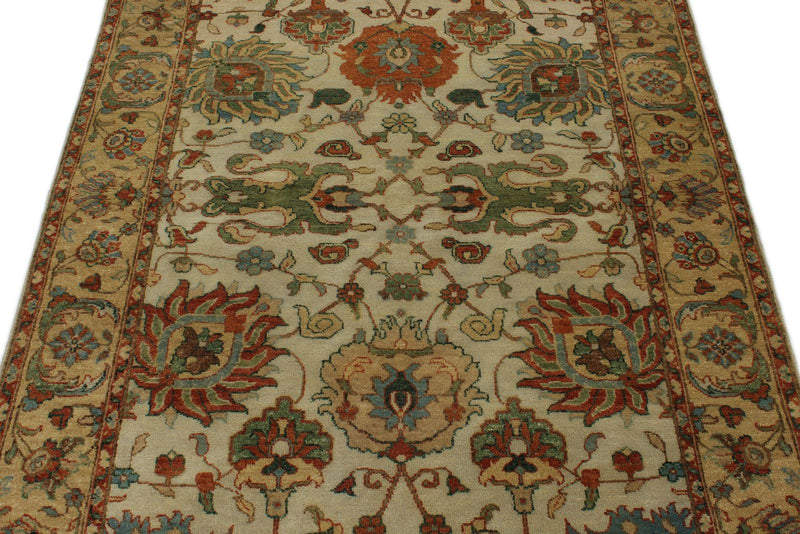4x6 Ivory and Camel Turkish Tribal Rug
