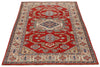 4x6 Red and Ivory Kazak Tribal Rug