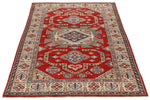 4x6 Red and Ivory Kazak Tribal Rug