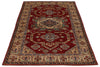 4x6 Red and Ivory Kazak Tribal Rug