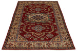 4x6 Red and Ivory Kazak Tribal Rug