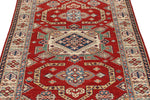 4x6 Red and Ivory Kazak Tribal Rug