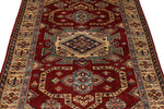 4x6 Red and Ivory Kazak Tribal Rug