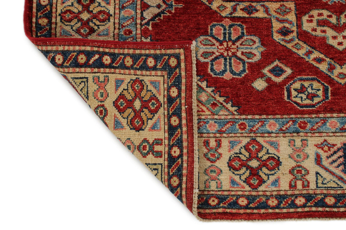 4x6 Red and Ivory Kazak Tribal Rug