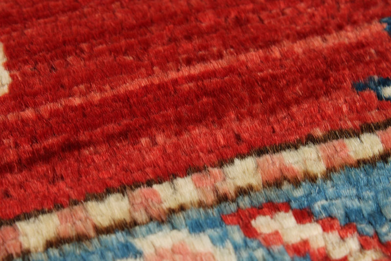 4x6 Red and Ivory Kazak Tribal Rug