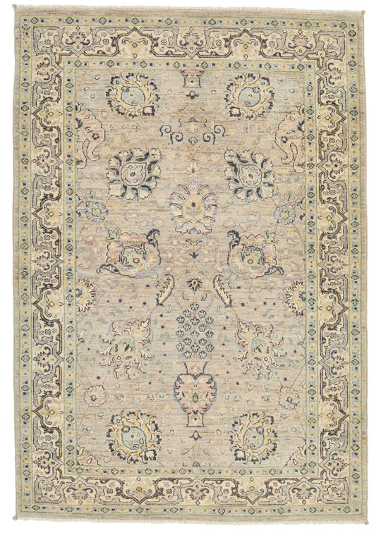 4x6 Gray and Ivory Turkish Oushak Rug