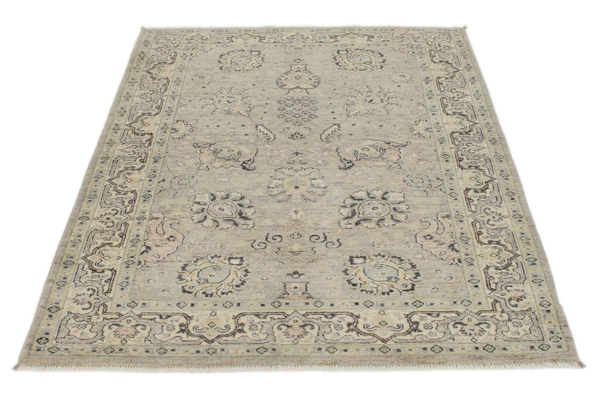 4x6 Gray and Ivory Turkish Oushak Rug