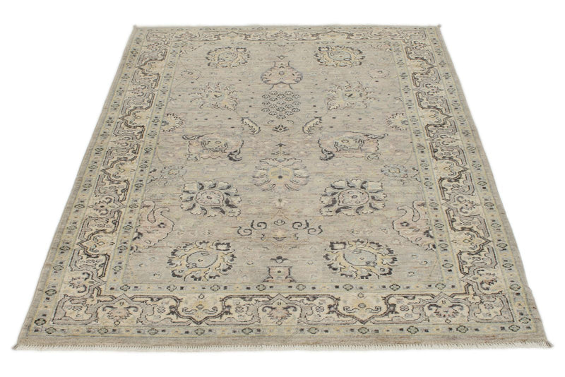 4x6 Gray and Ivory Turkish Oushak Rug