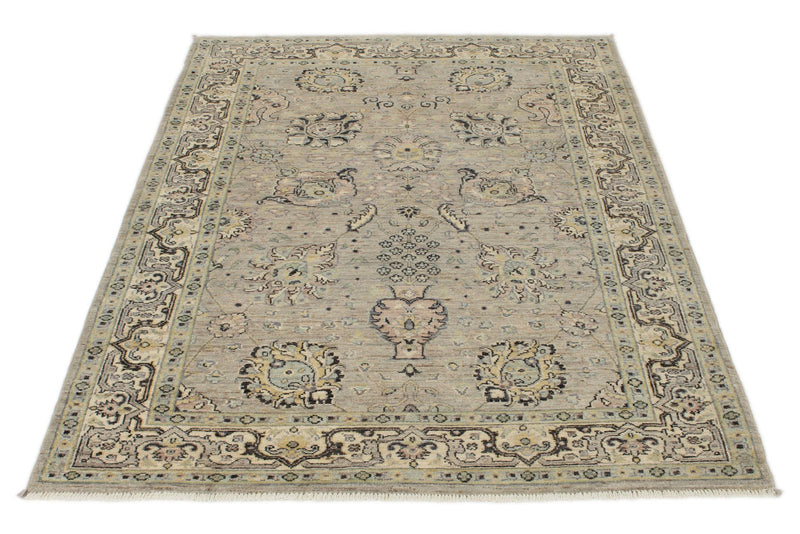 4x6 Gray and Ivory Turkish Oushak Rug