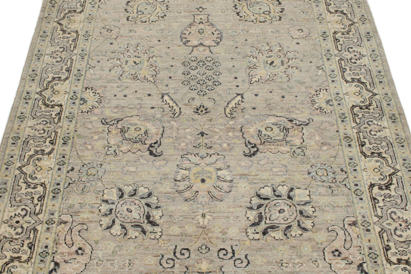 4x6 Gray and Ivory Turkish Oushak Rug