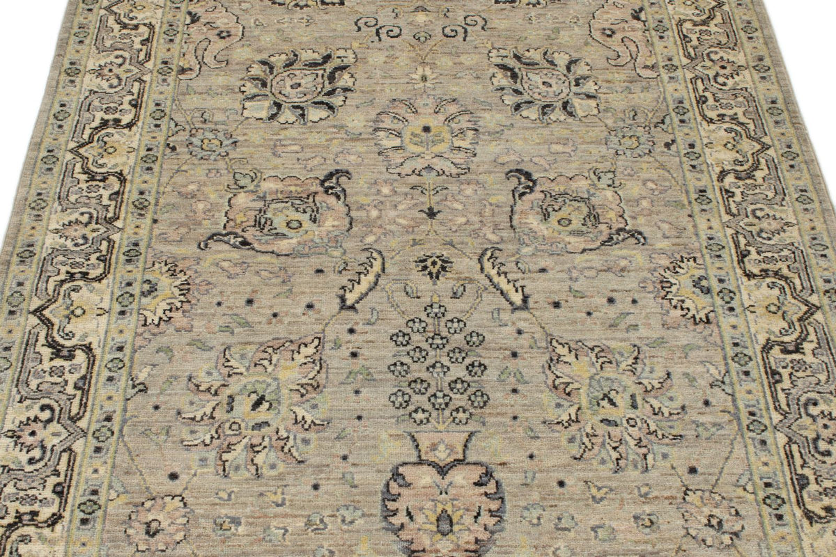 4x6 Gray and Ivory Turkish Oushak Rug