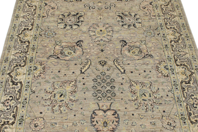 4x6 Gray and Ivory Turkish Oushak Rug