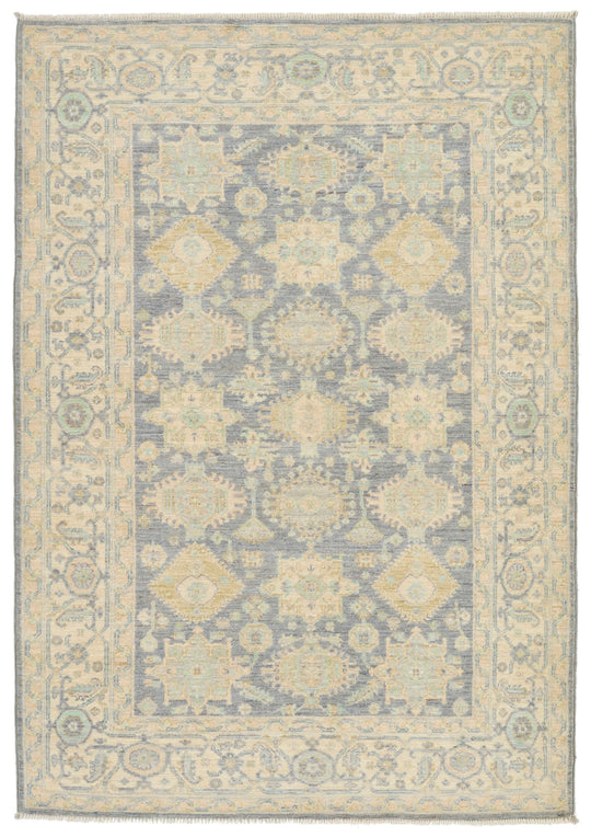 4x6 Gray and Ivory Turkish Oushak Rug