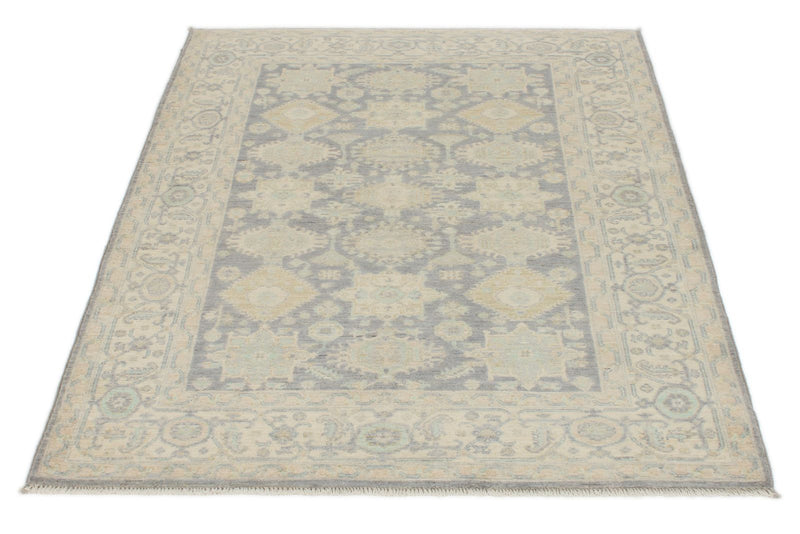 4x6 Gray and Ivory Turkish Oushak Rug