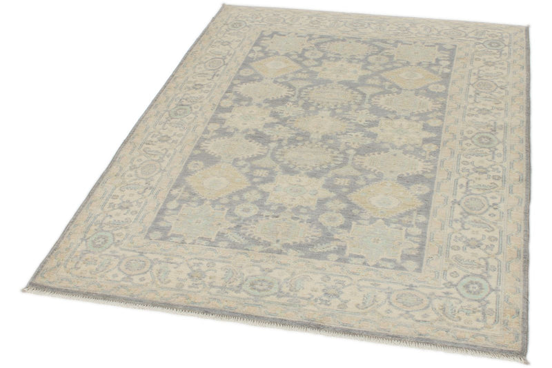4x6 Gray and Ivory Turkish Oushak Rug