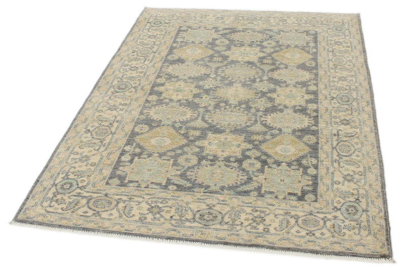 4x6 Gray and Ivory Turkish Oushak Rug