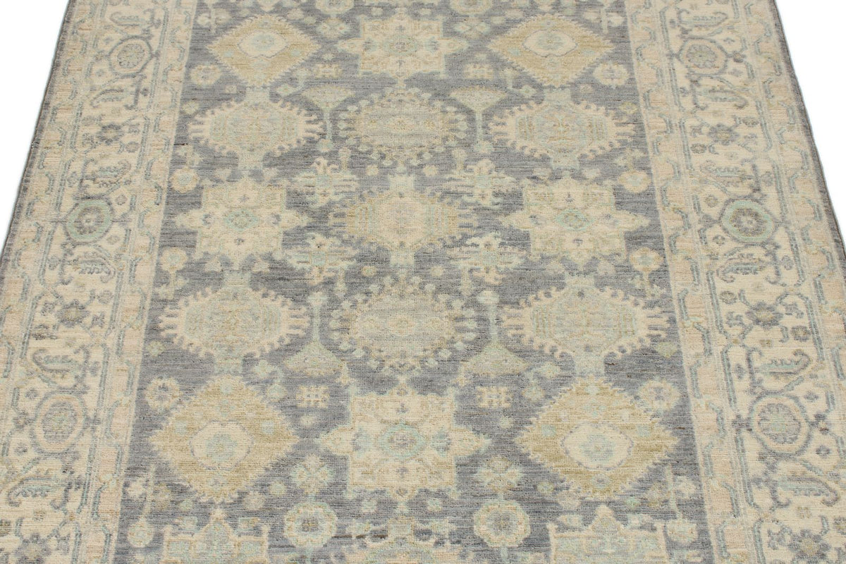 4x6 Gray and Ivory Turkish Oushak Rug