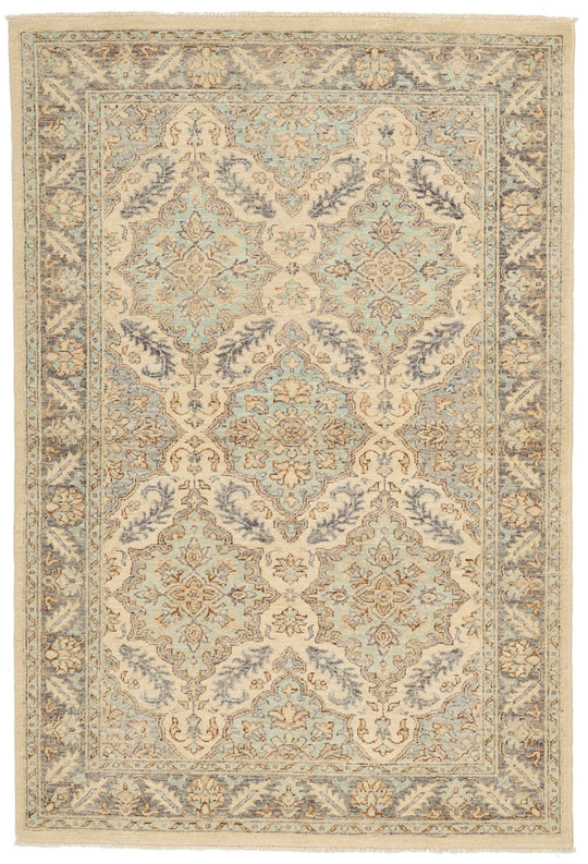 4x6 Gray and Ivory Turkish Oushak Rug