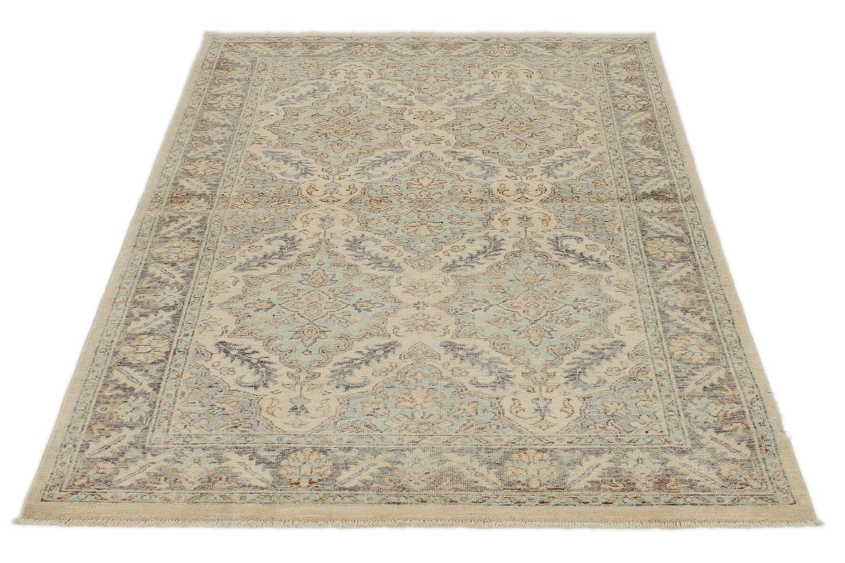 4x6 Gray and Ivory Turkish Oushak Rug