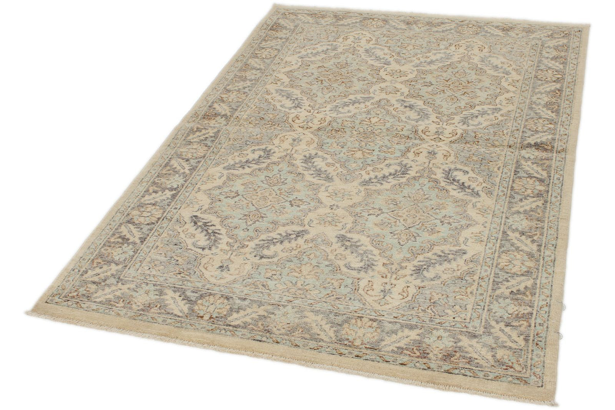 4x6 Gray and Ivory Turkish Oushak Rug