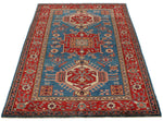 4x6 Red and Blue Kazak Tribal Rug