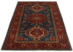 4x6 Red and Blue Kazak Tribal Rug
