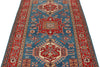 4x6 Red and Blue Kazak Tribal Rug