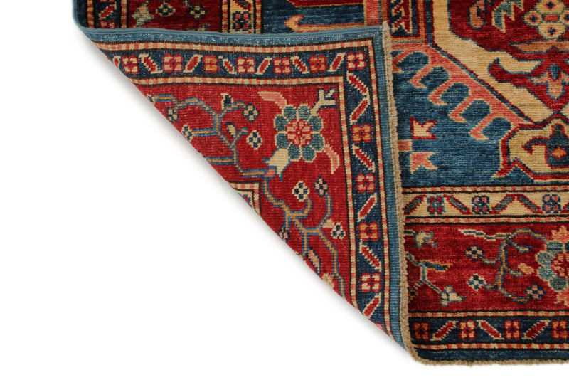 4x6 Red and Blue Kazak Tribal Rug