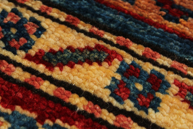 4x6 Red and Blue Kazak Tribal Rug