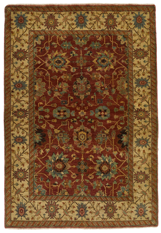 4x6 Rust and Ivory Turkish Tribal Rug