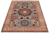 4x6 Blue and Ivory Turkish Tribal Rug