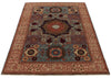 4x6 Blue and Ivory Turkish Tribal Rug