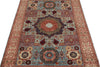 4x6 Blue and Ivory Turkish Tribal Rug