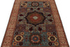 4x6 Blue and Ivory Turkish Tribal Rug