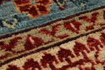 4x6 Blue and Ivory Turkish Tribal Rug