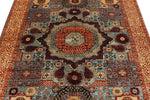 5x7 Light Blue and Ivory Turkish Tribal Rug