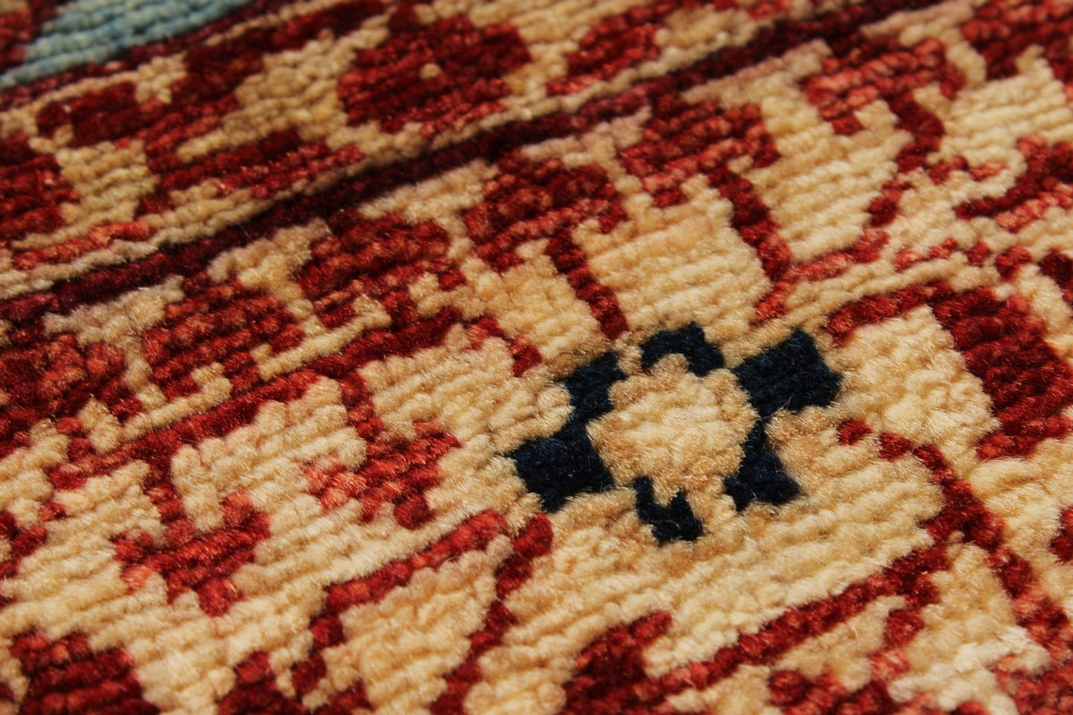 5x7 Light Blue and Ivory Turkish Tribal Rug