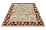 5x7 Beige and Burgundy Persian Rug