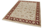 5x7 Beige and Burgundy Persian Rug