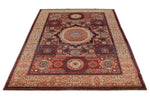 5x7 Burgundy and Ivory Turkish Tribal Rug